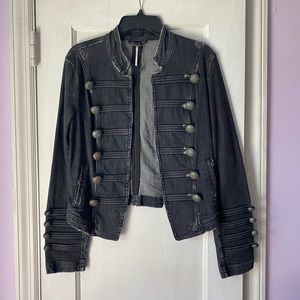 Free People Washed Black Stretch Denim Jacket